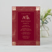 70e aangepaste verjaardagsfeest art deco gestructu folie uitnodiging (Staand Voorkant)