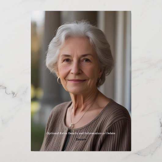 70e aangepaste verjaardagsfeest art deco gestructu folie uitnodiging (Achterkant)