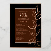 70e aangepaste verjaardagsfeest botanische elegant folie uitnodiging (Voorkant)