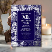 70e aangepaste verjaardagsfeest Siver Navy Classy Folie Uitnodiging