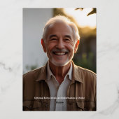 70e aangepaste verjaardagsfeest Siver Navy Classy Folie Uitnodiging (Achterkant)