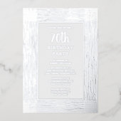 70e aangepaste verjaardagsfeestje zilver getexture folie uitnodiging (Voorkant)