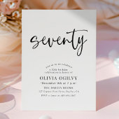 70e B & W Verjaardagsfeest Moderne Script Typograf Kaart