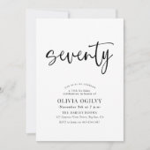 70e B & W Verjaardagsfeest Moderne Script Typograf Kaart (Voorkant)