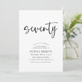 70e B & W Verjaardagsfeest Moderne Script Typograf Kaart (Staand voorkant)