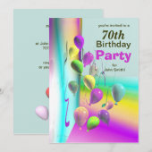 70e ballonmuur van het Birthday-feest Kaart (Voorkant / Achterkant)