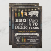 70e BBQ Barbecue & Beer Birthday Invitation Kaart (Voorkant / Achterkant)