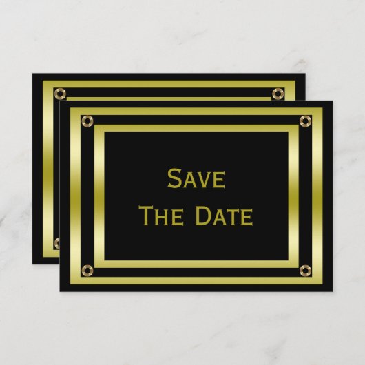 70e Bespaar de datum van Elegant Black & Gold Man Save The Date (Voorkant / Achterkant)