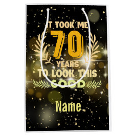 70e Birthday Black en Gold-thema 70 jaar oud Medium Cadeauzakje