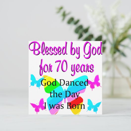 70E BIRTHDAY BLESSING KAART (Staand voorkant)