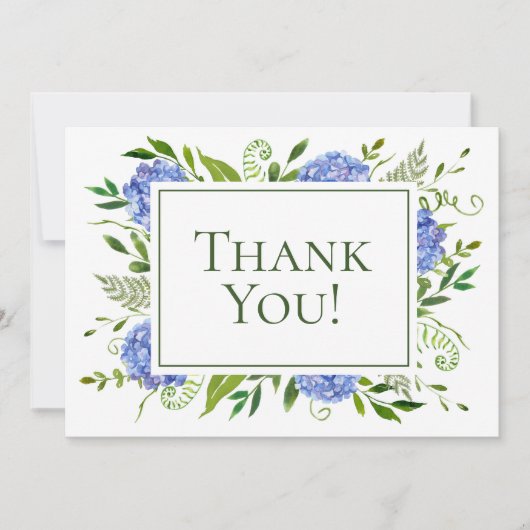 70e Birthday Blue Hydrangeas Bedankkaart (Voorkant)