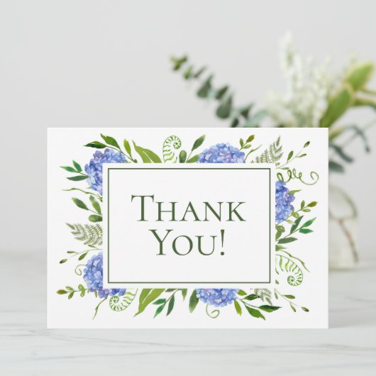 70e Birthday Blue Hydrangeas Bedankkaart (Staand voorkant)