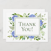 70e Birthday Blue Hydrangeas Bedankkaart (Voorkant / Achterkant)