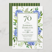 70e Birthday Blue Hydrangeas Kaart (Voorkant / Achterkant)