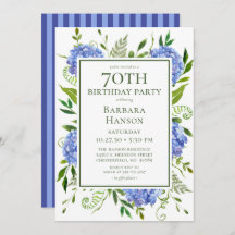 70e Birthday Blue Hydrangeas
