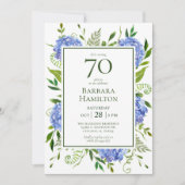 70e Birthday Blue Hydrangeas Kaart (Voorkant)
