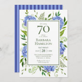 70e Birthday Blue Hydrangeas Kaart (Voorkant / Achterkant)