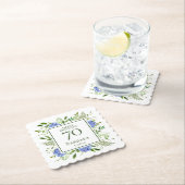 70e Birthday Blue Hydrangeas Kartonnen Onderzetters (Insitu)