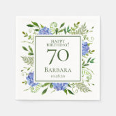 70e Birthday Blue Hydrangeas Servet (Voorkant)