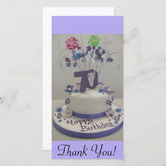 70e Birthday Cake Bedankkaart (Voorkant / Achterkant)