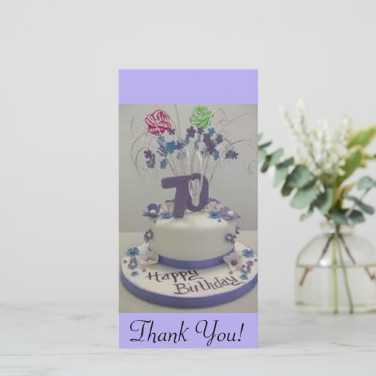 70e Birthday Cake Bedankkaart (Staand voorkant)