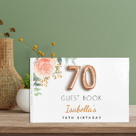 70e Birthday floral roos Gold eucalyptus name Gastenboek