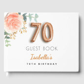 70e Birthday floral roos Gold eucalyptus name Gastenboek (Voorkant)