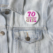 70e Birthday Girl Button Badge (In situ)