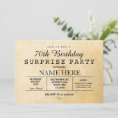 70E BIRTHDAY PARTIJVERZEKERING VINTAGE 60E INVITE KAART (Staand voorkant)