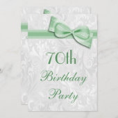 70e Birthday Party Damask en Faux Bow Kaart (Voorkant / Achterkant)