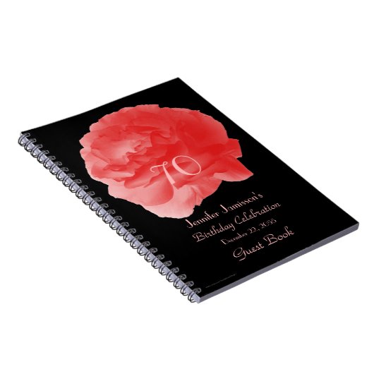 70e Birthday Party Guest Book, Coral Roos Petals Notitieboek (Rechterzijde)