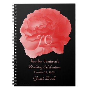 70e Birthday Party Guest Book, Coral Roos Petals Notitieboek