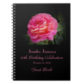 70e Birthday Party Guest Book, Pink Rose Notitieboek (Voorkant)