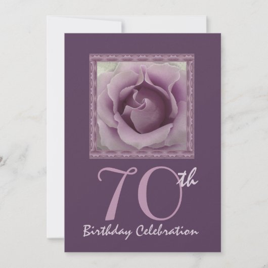 70e Birthday Party Invitation DREAMY PAARS Roos Kaart (Voorkant)