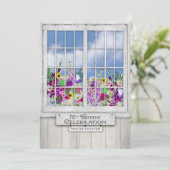 70e Birthday Party INVITATION, Rustic Window Kaart (Staand voorkant)