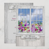 70e Birthday Party INVITATION, Rustic Window Kaart (Voorkant / Achterkant)