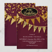 70e Birthday Party Pennant Banner Confetti Kaart (Voorkant / Achterkant)