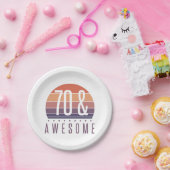70e Birthday Retro Sunset Papieren Bordje (Feest)