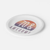 70e Birthday Retro Sunset Papieren Bordje (Gekanteld)