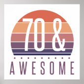 70e Birthday Retro Sunset Poster (Voorkant)