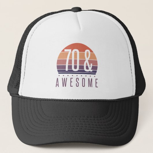 70e Birthday Retro Sunset Trucker Pet (Voorkant)