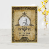 70e Birthday Retro Vintage Monogram Foto volwassen Kaart (Gele Bloem)