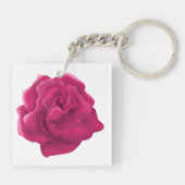 70e Birthday roze bloem roos florale sleutelhanger (Achterkant)
