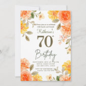 70e bloemige Sinaasappel geel Boho Waterverf Verja Kaart (Voorkant)