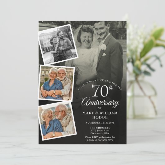 70e bruiloft Jubileum 5 fotocollage Kaart (Staand voorkant)