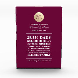 70e bruiloft Jubileum aangepaste geschenk acrylblo Fotoblokken