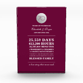 70e bruiloft Jubileum aangepaste geschenk plaque Fotoblokken
