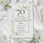 70e bruiloft Jubileum aquarel groen Kaart<br><div class="desc">Met delicate waterverf landtuin groen,  kan deze chique jubileumuitnodiging worden gepersonaliseerd met uw speciale 70 jaar jubileumviering informatie. Ontworpen door Thisnotme©</div>