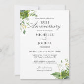 70e bruiloft Jubileum Bloemen Greenery Foto Kaart (Voorkant)