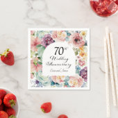 70e bruiloft Jubileum Elegant Script Floral Servet (Insitu)